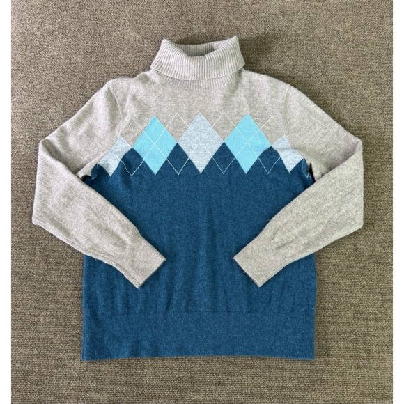 Lands' End Sweaters - Lands' End Women's 100% Cashmere Turtleneck Sweater Petite L (14-16) Argyle Knit